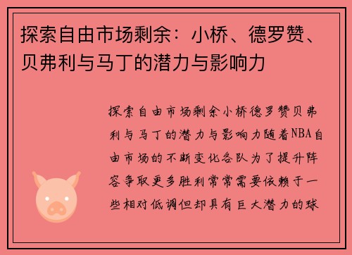 探索自由市场剩余：小桥、德罗赞、贝弗利与马丁的潜力与影响力