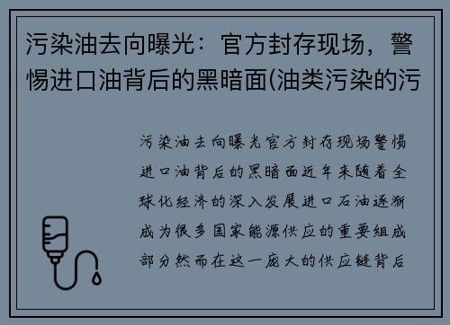 污染油去向曝光：官方封存现场，警惕进口油背后的黑暗面(油类污染的污染源有什么)